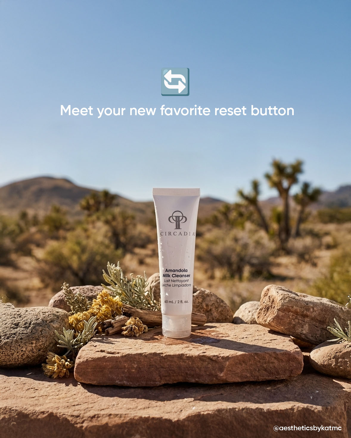 Circadia Amandola Milk Cleanser in Pahrump desert setting
